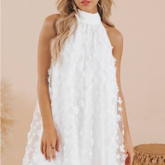 Ivy and Leo Halter White Floral Dress - Picture 1 of 3